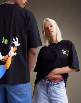 Черная объемная футболка унисекс с принтом Goofy ASOS DESIGN Disney