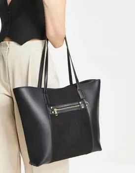 Черная объемная сумка с короткими ручками ASOS DESIGN на молнии