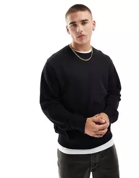 Черная объемная толстовка с круглым вырезом Jack & Jones
