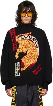 Черная объемная жаккардовая водолазка LU'U DAN