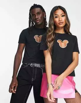 Черная облегающая футболка унисекс с вырезом ASOS Punk Mickey