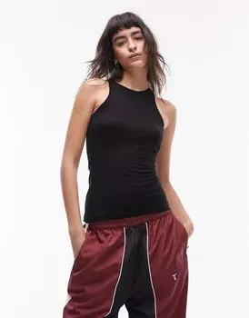 Черная облегающая майка-борцовка премиум-класса Topshop