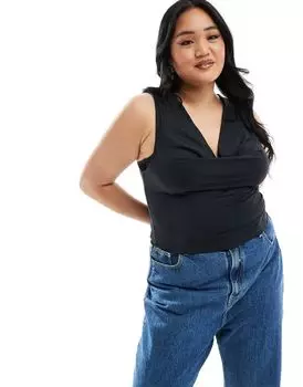 Черная облегающая майка с воротником-хомутом ASOS DESIGN Curve