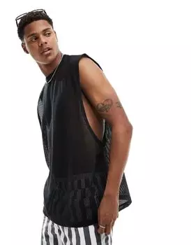 Черная открытая сетчатая безрукавка ASOS DESIGN