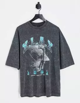 Черная оверсайз-футболка ASOS DESIGN с баскетбольным принтом спереди ASOS DESIGN