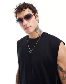 Черная оверсайз-футболка без рукавов с заниженной проймой ASOS