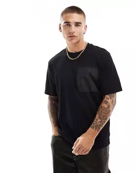 Черная оверсайз-футболка Jack & Jones с нейлоновым карманом
