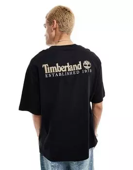 Черная оверсайз-футболка с большим логотипом на спине Timberland — эксклюзивно для ASOS