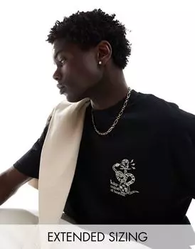 Черная оверсайз-футболка с черепом на груди ASOS DESIGN