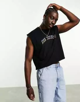 Черная оверсайз-футболка с гранж-принтом на спине ASOS DESIGN