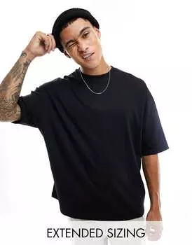 Черная оверсайз-футболка с круглым вырезом ASOS DESIGN