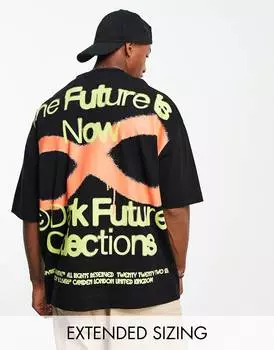 Черная оверсайз-футболка с крупным принтом в виде граффити на спине ASOS Dark Future