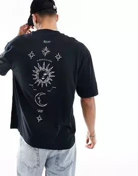 Черная оверсайз-футболка с лунным принтом на спине ASOS DESIGN