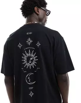 Черная оверсайз-футболка с лунным принтом на спине ASOS DESIGN