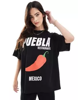 Черная оверсайз-футболка с мексиканским перцем чили ASOS DESIGN