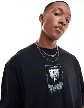 Черная оверсайз-футболка с открытым ртом и открытым ртом на груди ASOS DESIGN