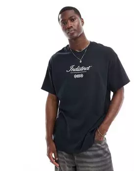 Черная оверсайз-футболка с принтом на груди ASOS DESIGN