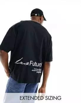 Черная оверсайз-футболка с принтом на нижней части спины ASOS Dark Future