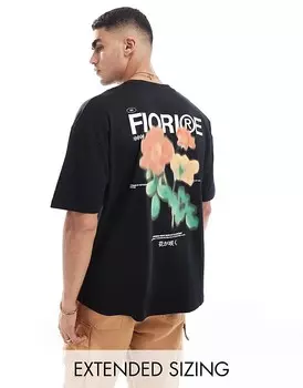 Черная оверсайз-футболка с принтом на спине ASOS DESIGN