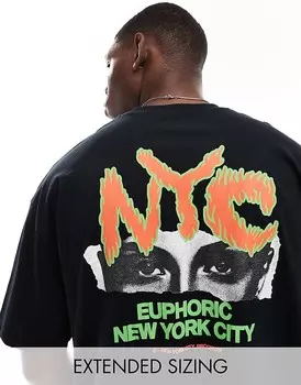 Черная оверсайз-футболка с принтом «NYC» на спине ASOS DESIGN