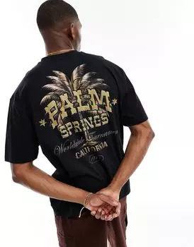 Черная оверсайз-футболка с принтом Palm Springs на спине ASOS DESIGN