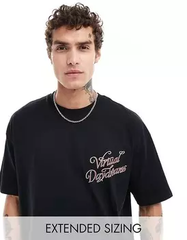 Черная оверсайз-футболка с принтом спереди ASOS DESIGN