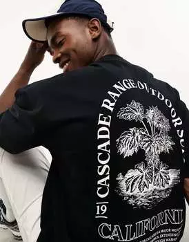 Черная оверсайз-футболка с растительным принтом на спине ASOS DESIGN
