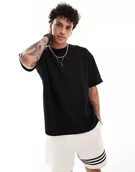 Черная оверсайз-футболка с закатанными рукавами ASOS DESIGN