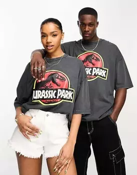 Черная оверсайз-футболка унисекс с изображением Парка Юрского периода ASOS DESIGN