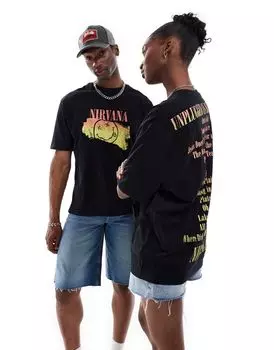 Черная оверсайз-футболка унисекс с лицензией ASOS DESIGN с принтом Nirvana