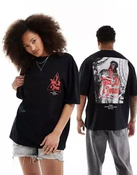 Черная оверсайз-футболка унисекс с лицензией ASOS DESIGN с объемным принтом Biggie Smalls — ЧЕРНЫЙ