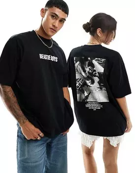 Черная оверсайз-футболка унисекс с лицензией ASOS DESIGN с графическим принтом Beastie Boys
