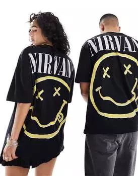 Черная оверсайз-футболка унисекс с лицензионным принтом Nirvana ASOS