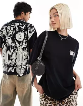 Черная оверсайз-футболка унисекс с принтом AC/DC ASOS DESIGN
