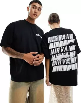 Черная оверсайз-футболка унисекс с принтом Nirvana ASOS DESIGN