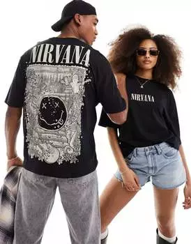 Черная оверсайз-футболка унисекс с текстовым принтом Nirvana ASOS