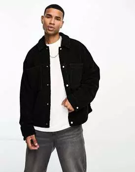 Черная оверсайз-куртка Borg Harrington ASOS