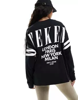 Черная оверсайз-рубашка с длинными рукавами и логотипом на спине ASOS Weekend Collective