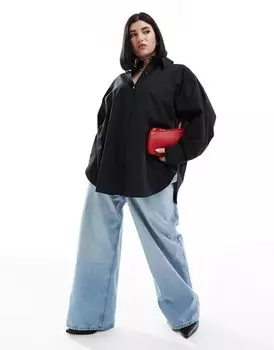 Черная оксфордская рубашка ASOS DESIGN Curve