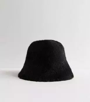 Черная панама из искусственного меха New Look, черный