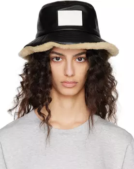 Черная панама из искусственной кожи с нашивками MM6 Maison Margiela