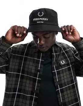 Черная панама унисекс Fred Perry с вышитым логотипом