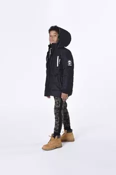 Черная парка с капюшоном и логотипом Timberland, черный