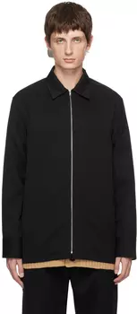 Черная пластроновая рубашка Jil Sander