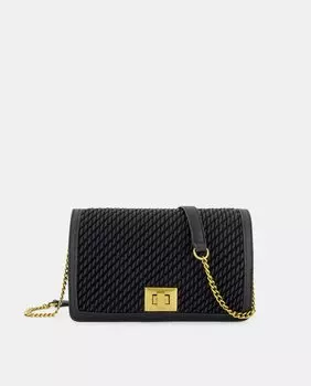 Черная плетеная сумка через плечо с ручкой-цепочкой LT, черный