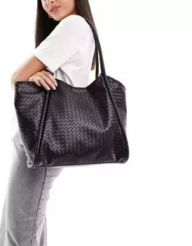 Черная плетеная сумка-тоут ASOS