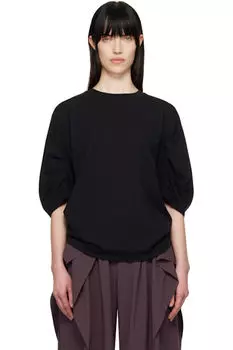 Черная плиссированная футболка Dries Van Noten