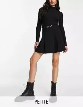 Черная плиссированная мини-юбка River Island с металлическими деталями