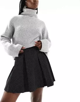 Черная плиссированная мини-юбка в горошек Wednesday's Girl