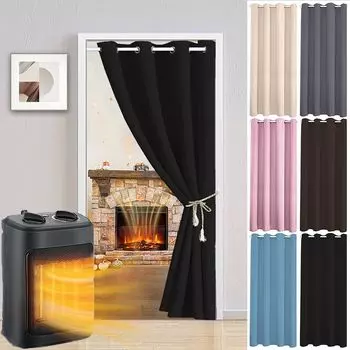 Черная плотная тепловая дверная занавеска 86x203 см, простая дверная занавеска с люверсами easy home, черный